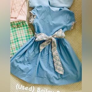 Charming Blue Kids Dress with Plaid Bow